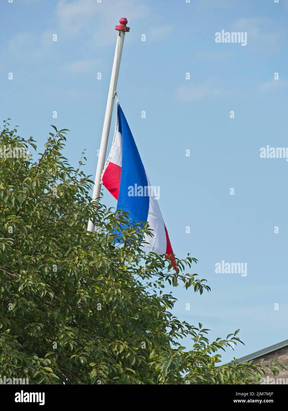 die niederländische Flagge steht auf dem Kopf als Protest gegen stillstehende Farmen Stockfoto