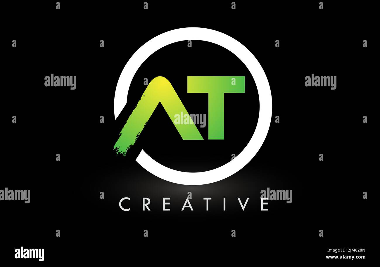 BEI Brush Letter Logo Design mit grün weißem Kreis. Creative Brushed Letters Icon Logo. Stock Vektor