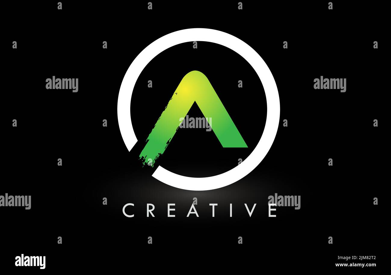 Ein Brush Letter Logo Design mit grünem weißen Kreis. Creative Brushed Letters Icon Logo. Stock Vektor