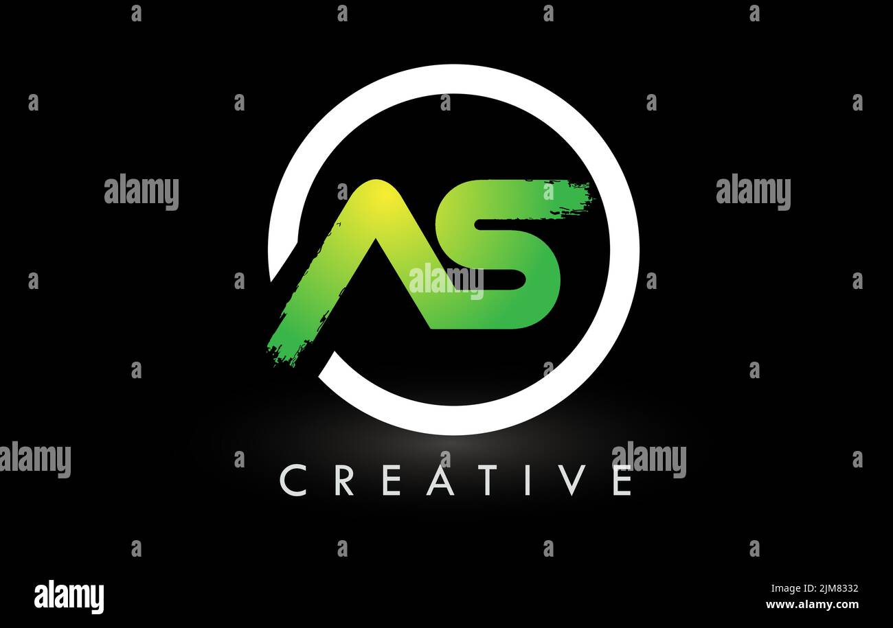 ALS Brush Letter Logo Design mit grün weißem Kreis. Creative Brushed Letters Icon Logo. Stock Vektor