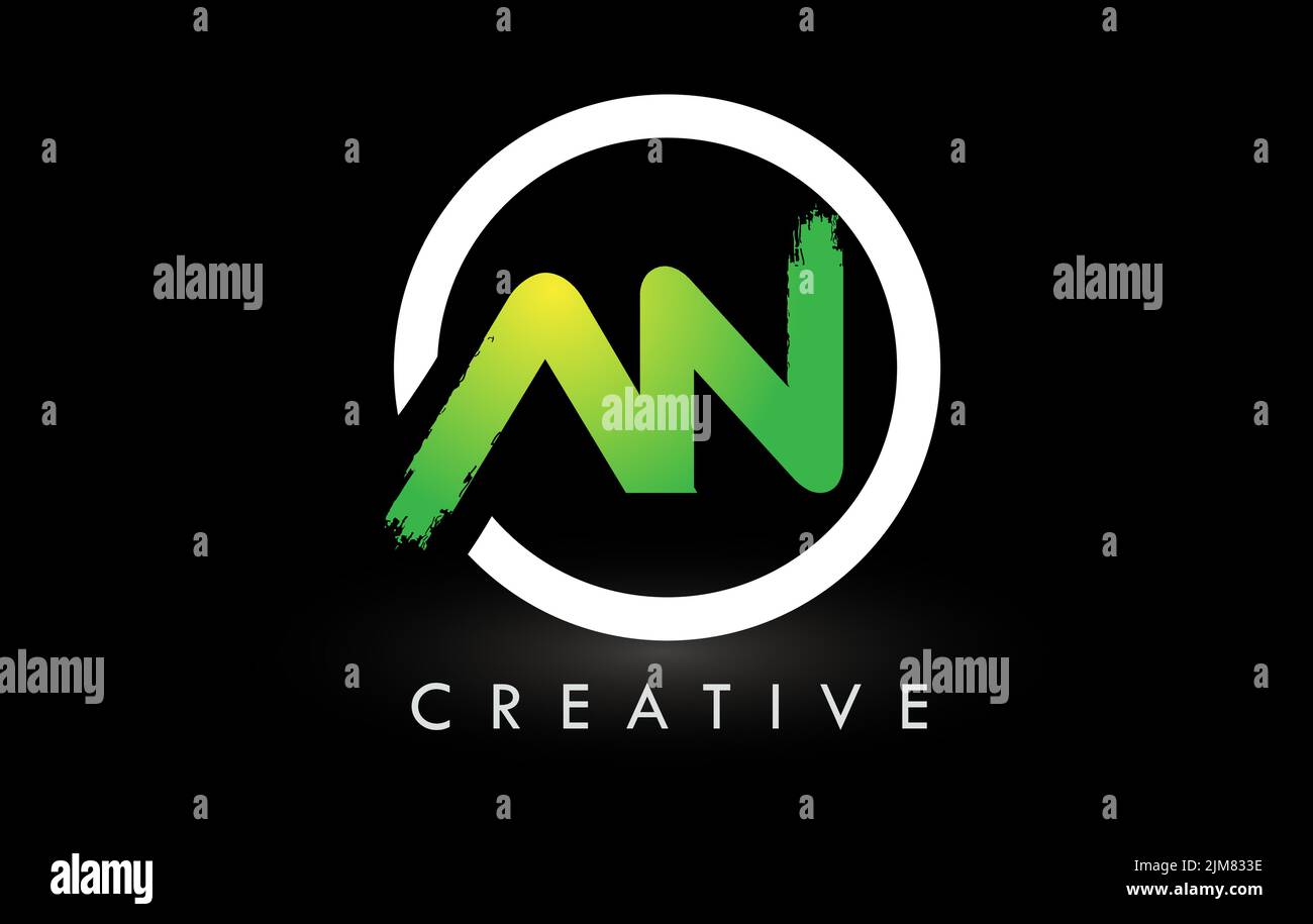 EIN Brush Letter Logo Design mit grünem weißen Kreis. Creative Brushed Letters Icon Logo. Stock Vektor