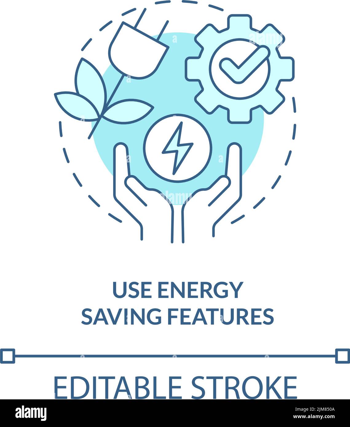 Verwenden Sie das türkisfarbene Symbol für Energiesparfunktionen Stock Vektor