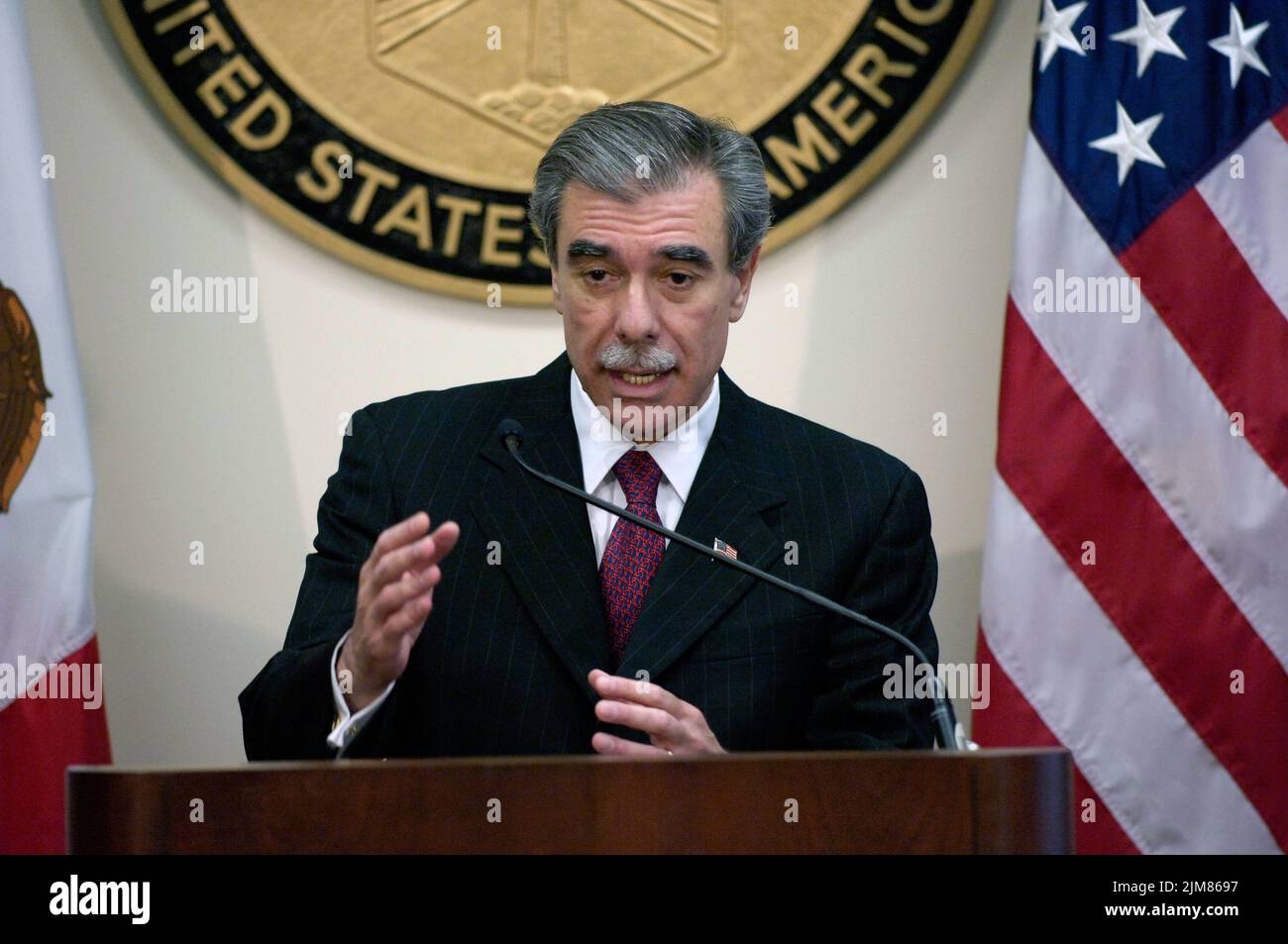 Büro des Sekretärs (Carlos Gutierrez) - Nordamerikanischer Rat für Wettbewerbsfähigkeit - USA, Kanada und Mexiko Stockfoto