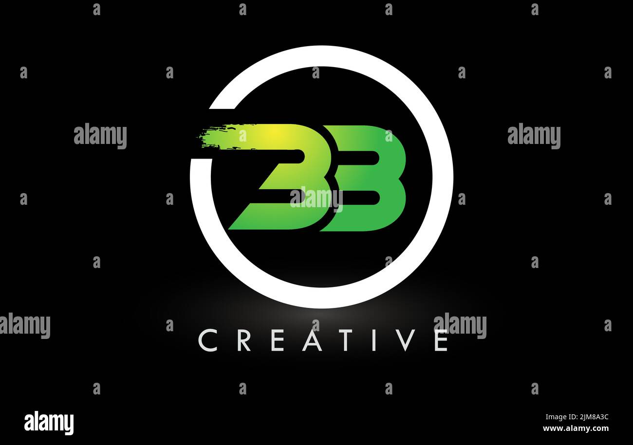 BB-Pinsel-Logo-Design mit grünem weißen Kreis. Creative Brushed Letters Icon Logo. Stock Vektor