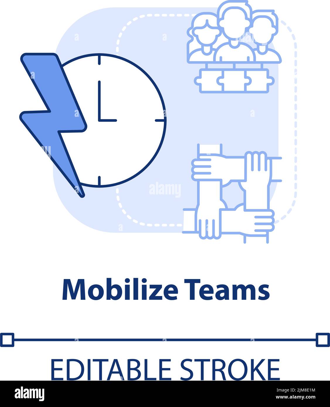 Hellblaues Konzeptsymbol für die Mobilisierung von Teams Stock Vektor