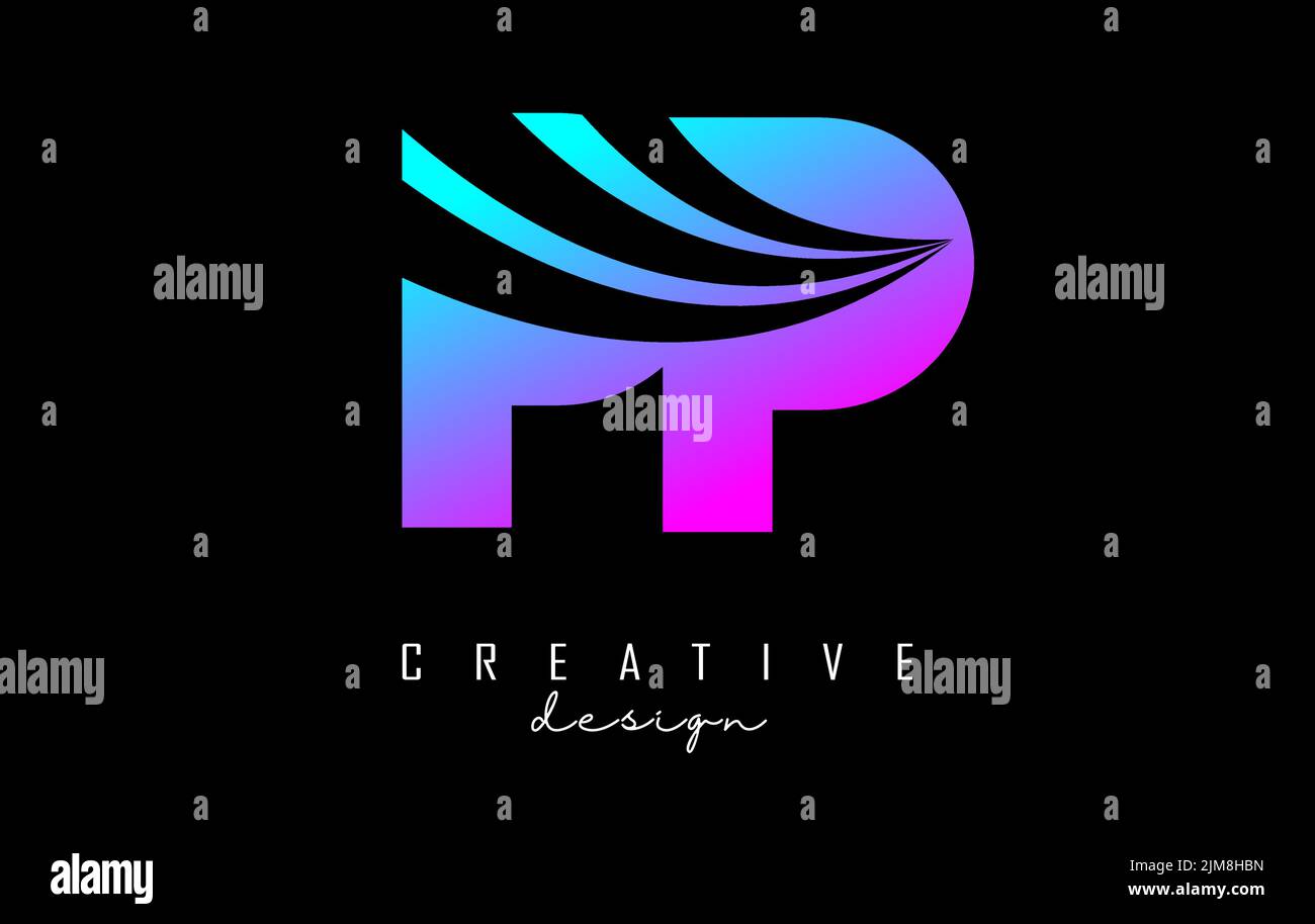 Kreatives, farbenfrohes PP-P-Logo mit Schriftzug und Straßenkonzept. Buchstaben mit geometrischem Design. Vektorgrafik mit Buchstabe und Crea Stock Vektor