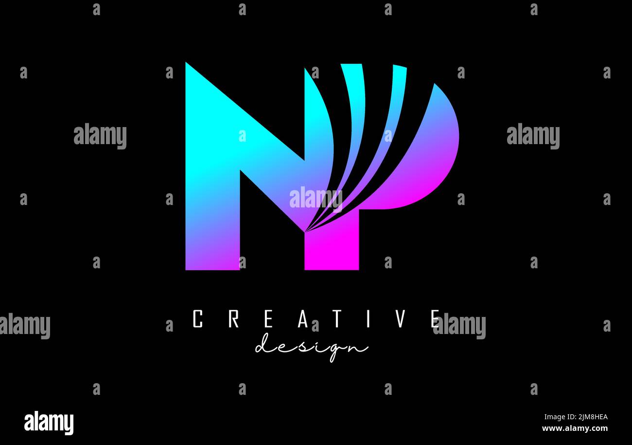 Kreatives, farbenfrohes NP n p-Logo mit aufführenden Linien und Straßenkonzept. Buchstaben mit geometrischem Design. Vektorgrafik mit Brief und cr Stock Vektor