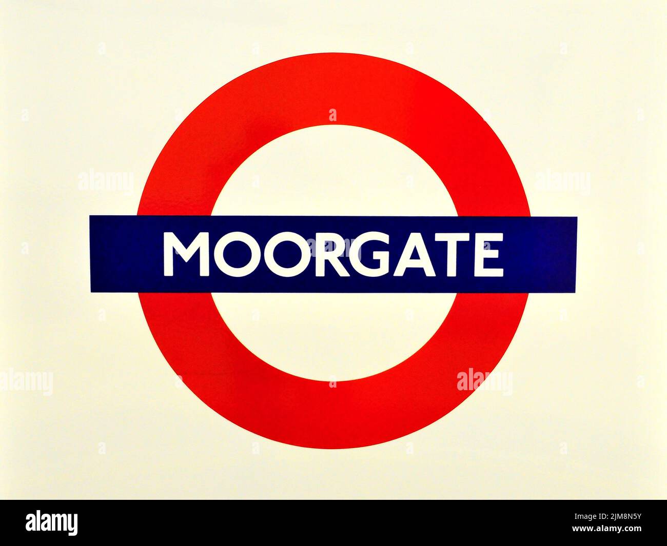 Schild am Bahnhof von Moorgate Stockfoto