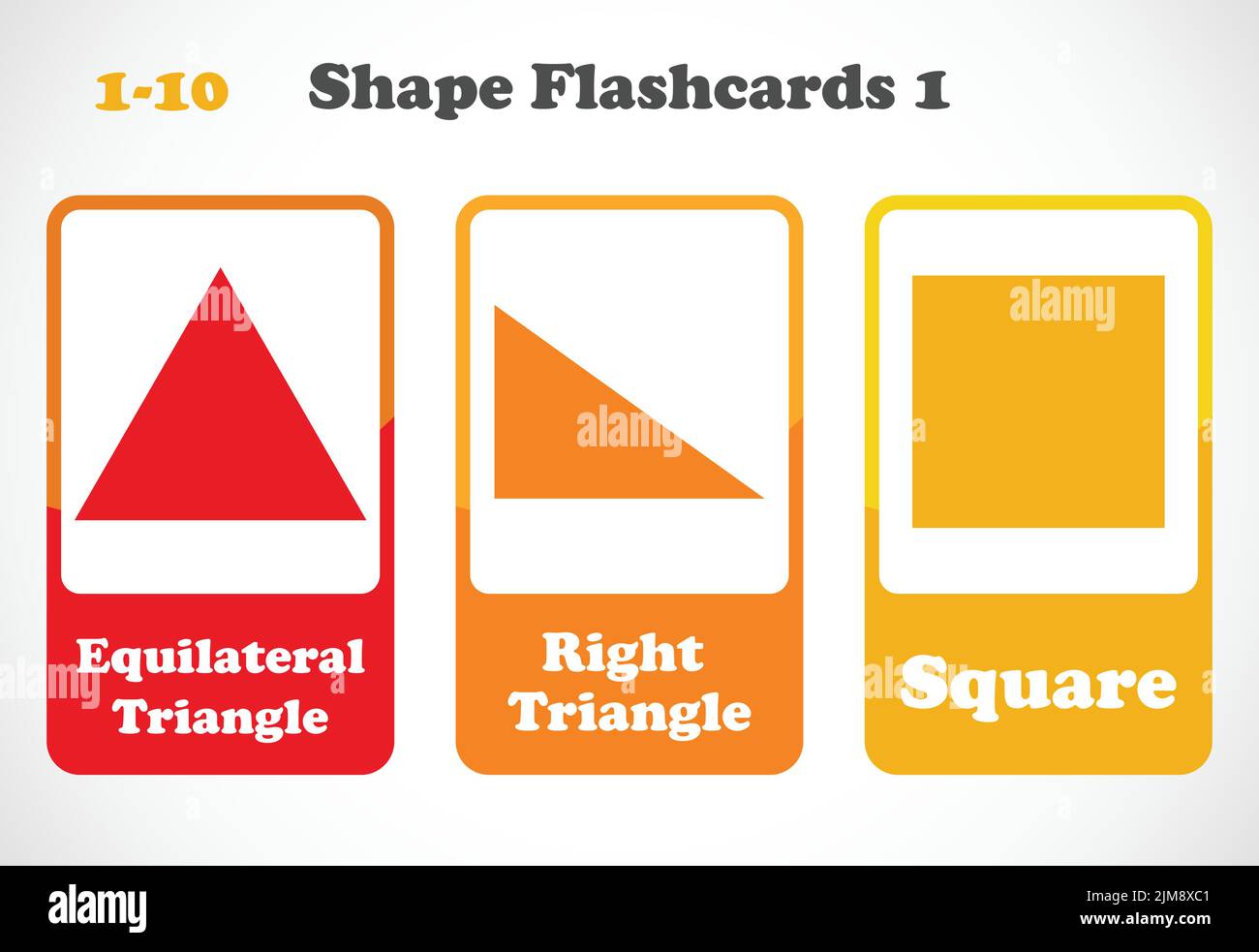 Geometrische Formen Karteikarten für Kinder. Unterrichtsmaterial für Kinder. Lernen Sie Die Formen Kennen Stock Vektor