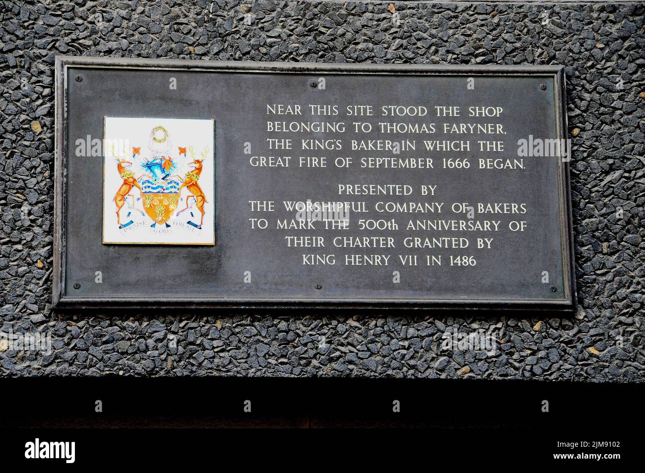 Standort von London Fire 1666 Bäcker Shop Stockfoto