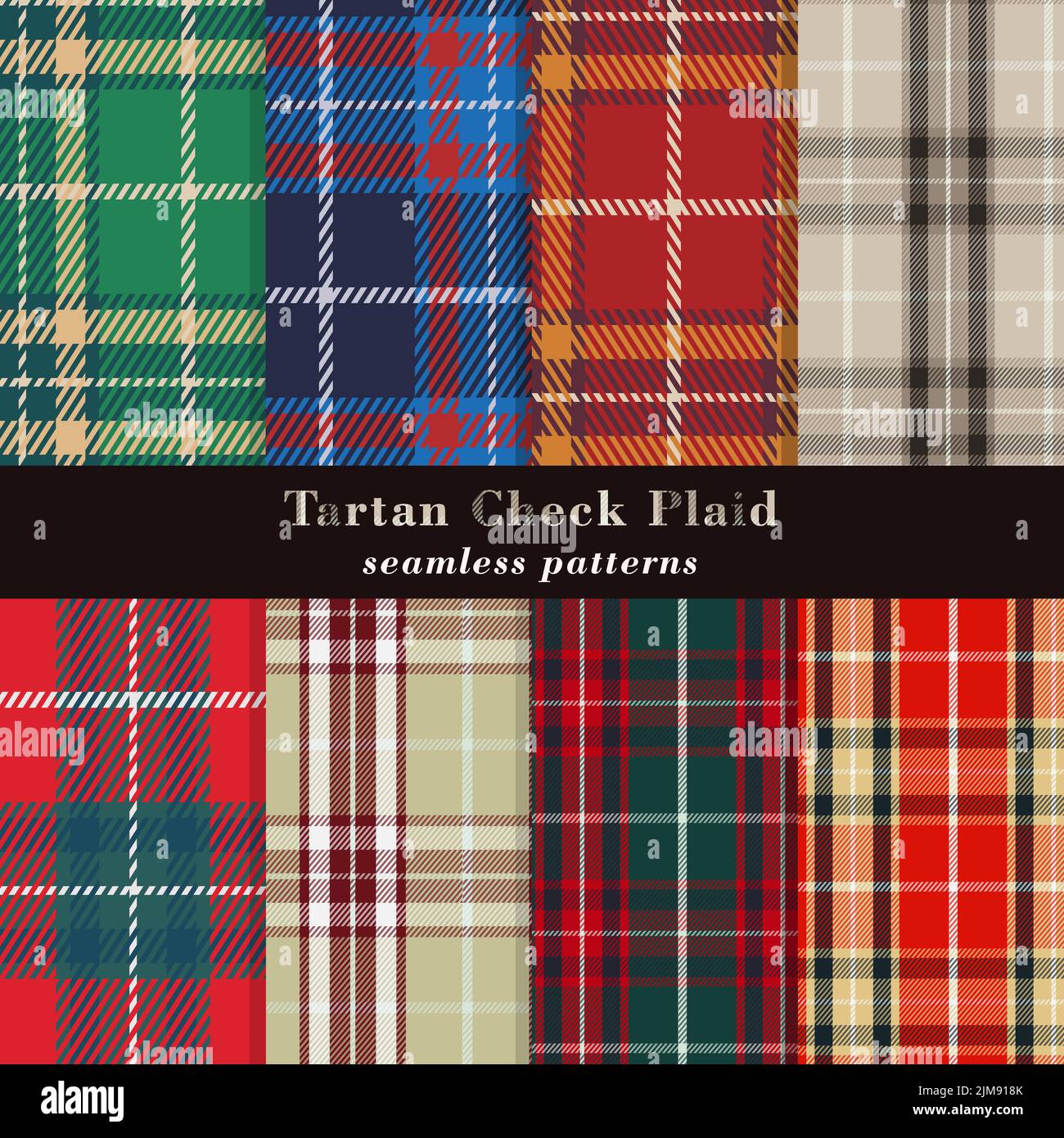 Sammlung von tollen schottischen Tartan-karierten Mustern Stock Vektor