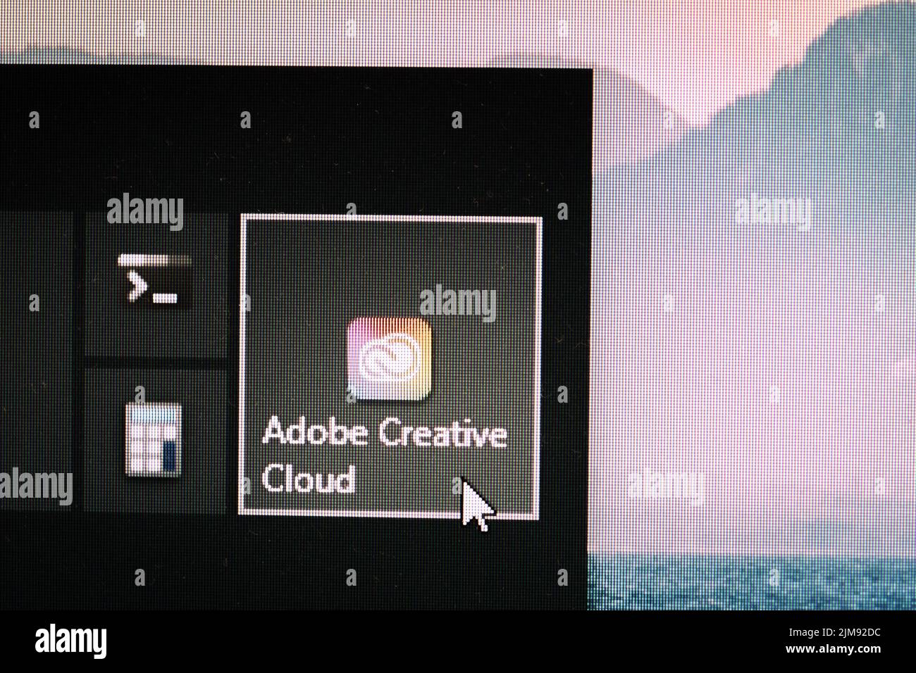 App-Symbol der Adobe Creative Cloud auf einem Windows 10-Desktop Stockfoto