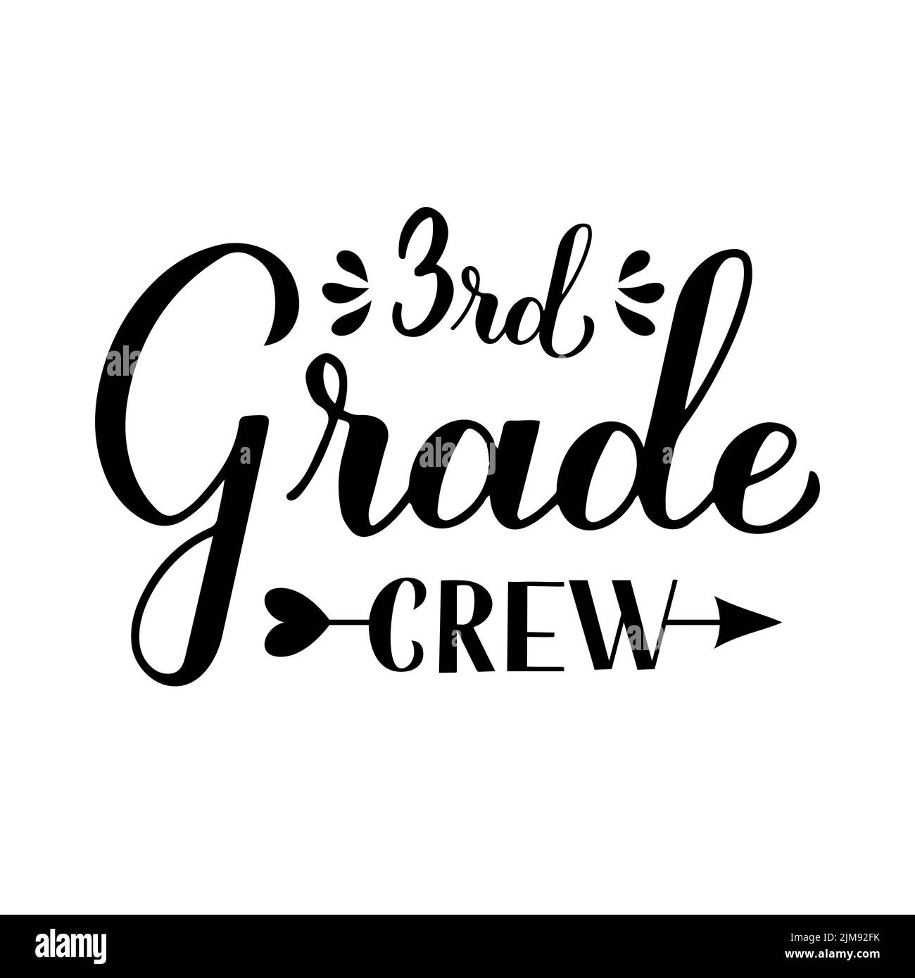 3. Grad Crew Kalligraphie Handschriftzug isoliert auf weiß. Erster Schultag. Vektorvorlage für Typografie Poster, Banner, Flyer, Grußkarte, Stock Vektor