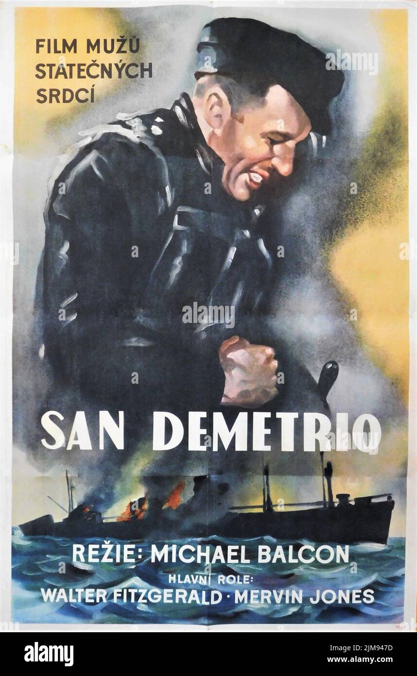 Tschechisches Plakat für SAN DEMETRIO LONDON 1943 Regisseure CHARLES FREND und ROBERT HAMER Produzent Michael Balcon Ealing Studios Stockfoto