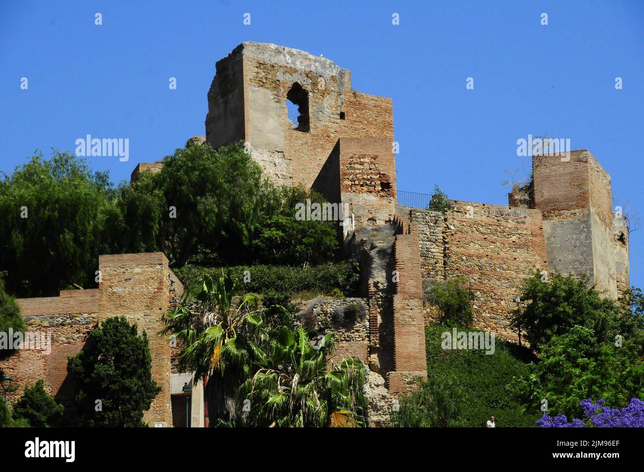 Die Burg Gibralfaro bleibt Malaga erhalten Stockfoto