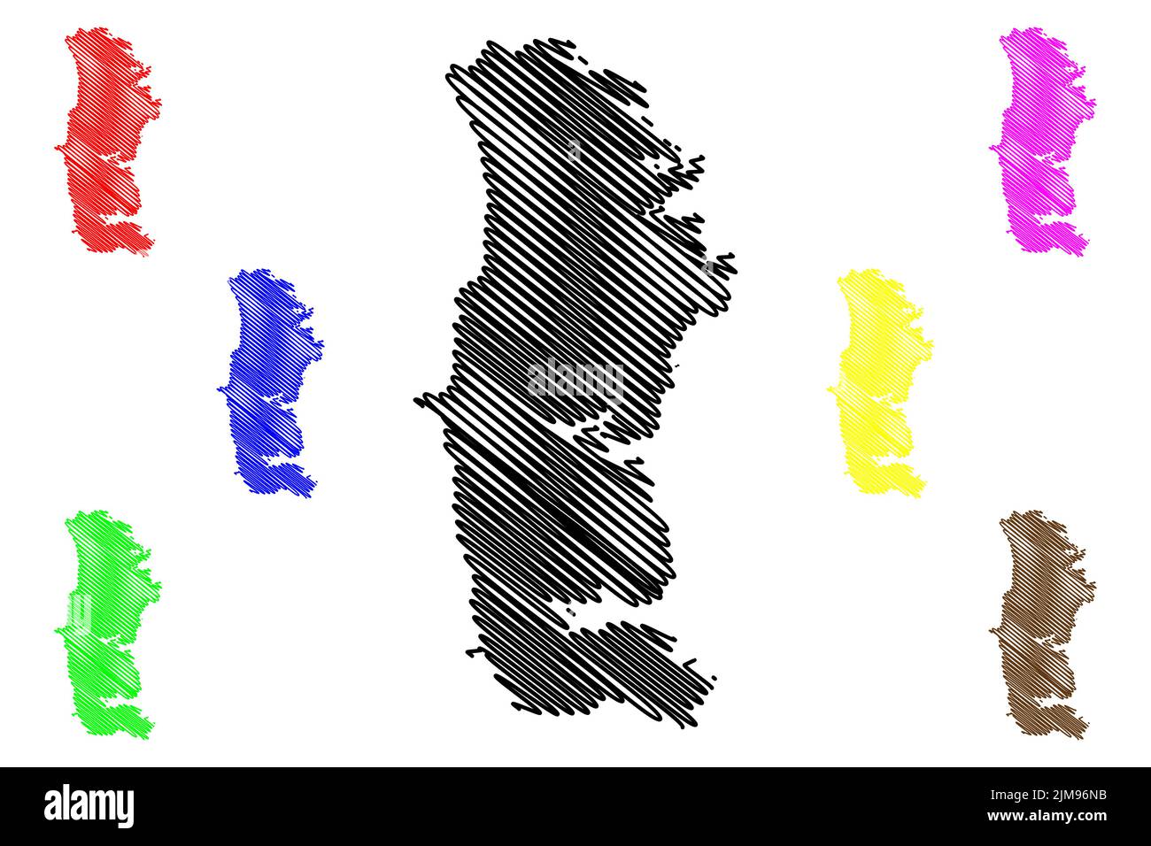 South Uist Island (Vereinigtes Königreich von Großbritannien und Nordirland, Schottland, Äußere Hebriden) Kartenvektordarstellung, Scribble Sketch Isle of so Stock Vektor