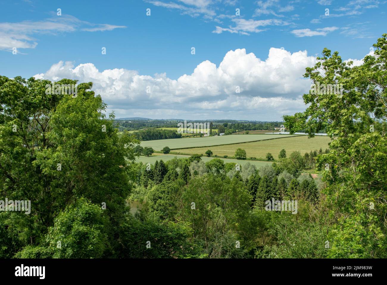 Blick von Goodrich Castle, Ross-on-Wye, Herefordshire, England Stockfoto