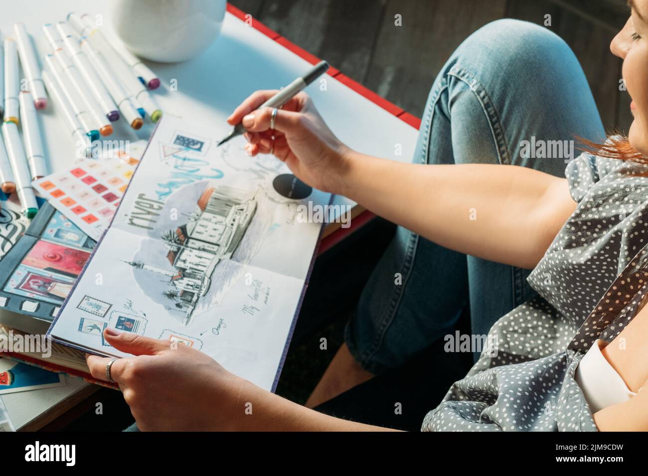 Künstler Arbeit Kontemplation Inspiration Arbeitsplatz Stockfoto