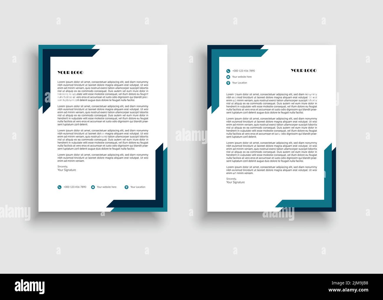 Modernes und einfaches Corporate Geometric Shaped Letterhead Template Design - Green Letterhead Template Design Stock Vektor