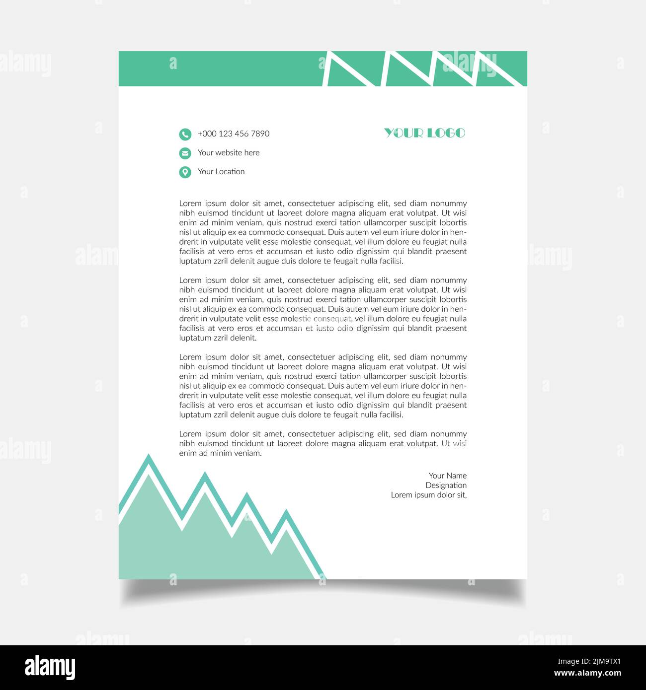 Grün Geometrische und organisch geformte Hintergrund Briefkopf Vorlage Design - Corporate Green Briefkopf Design Stock Vektor