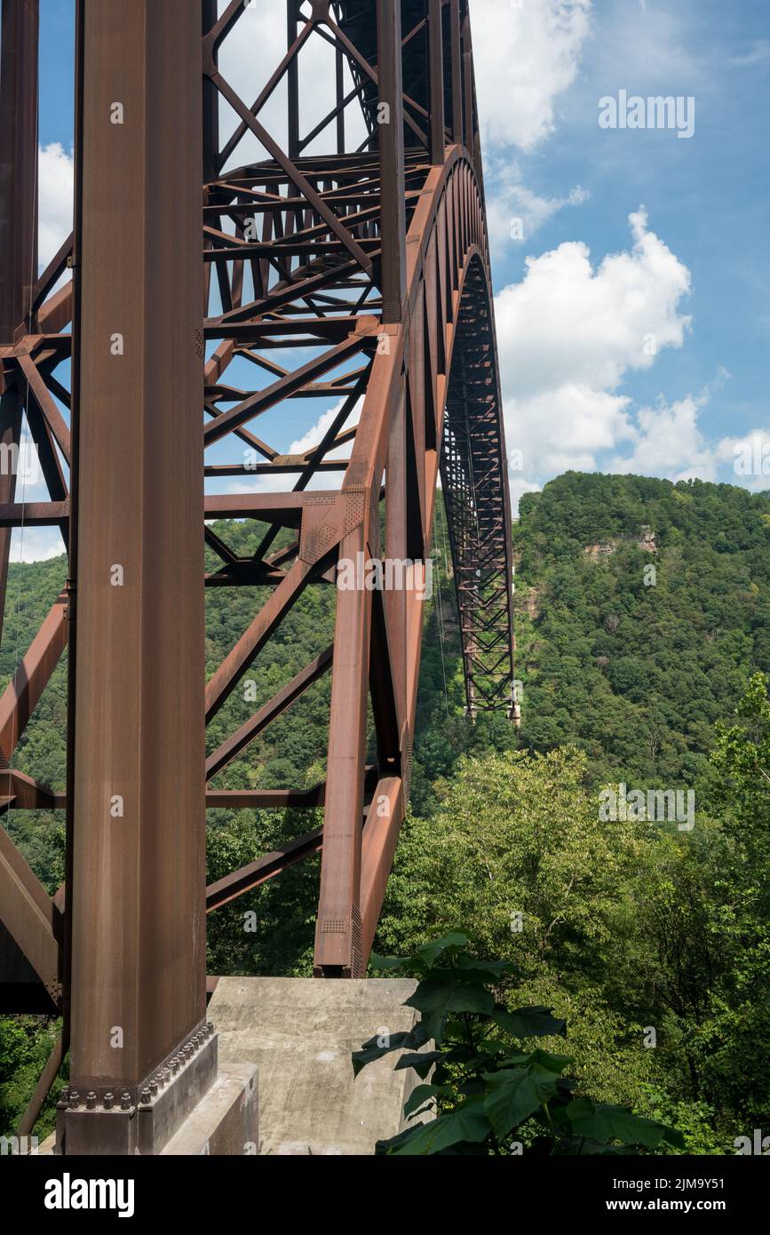 Metallstruktur der New River Gorge Bridge in West Virginia Stockfoto