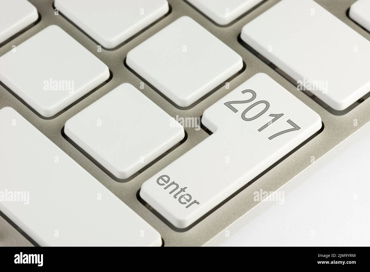 Tastaturdetails mit zweitausend siebzehn auf der ENTER-Taste Stockfoto