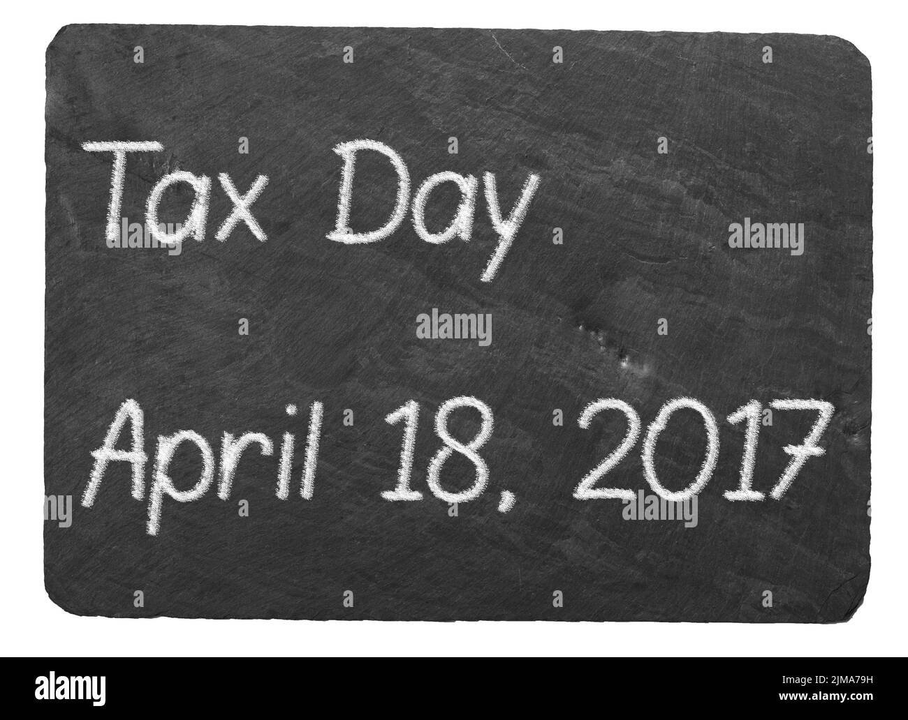 Tax Day Konzept mit Kreide auf Schiefertafel Stockfoto