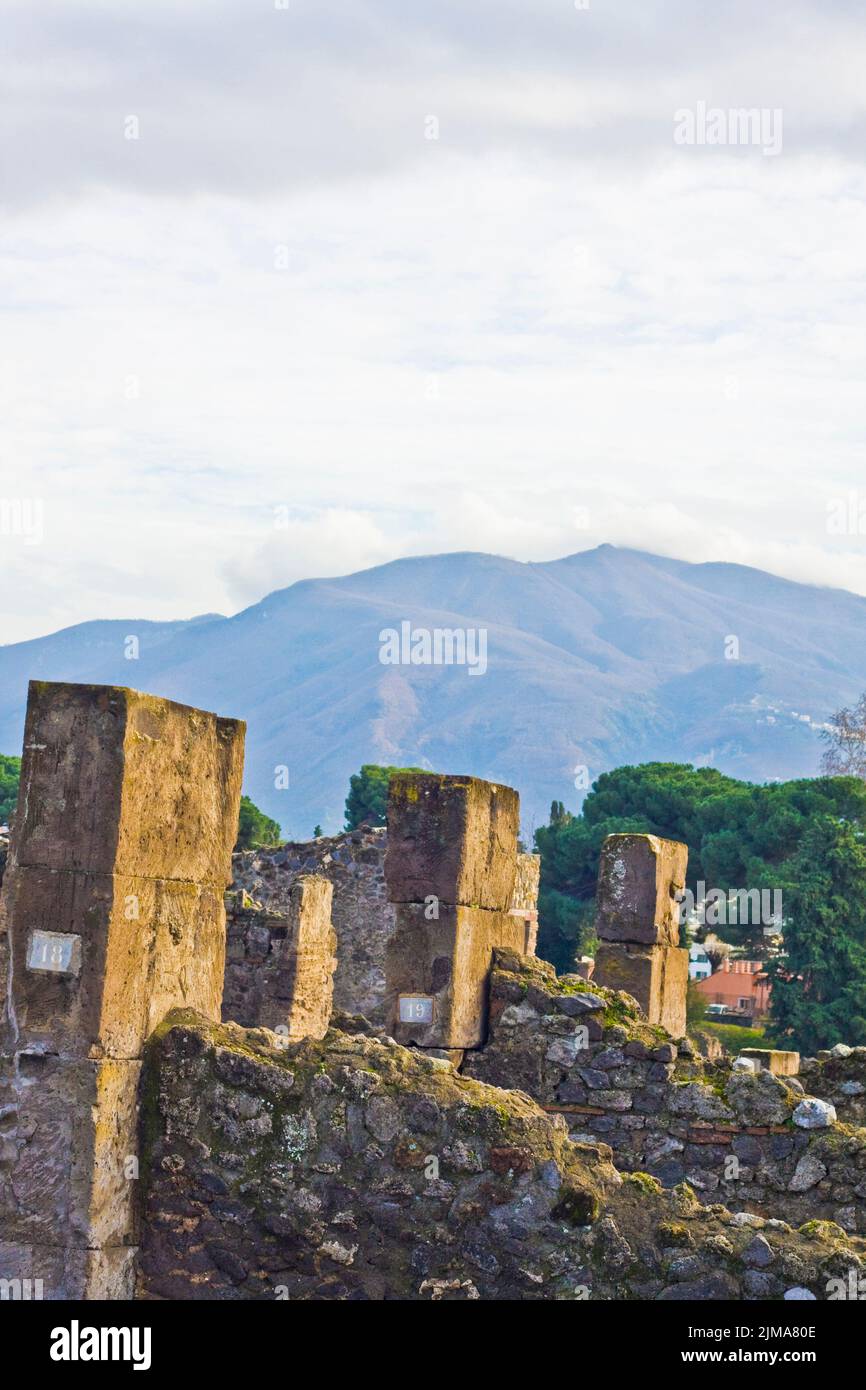 Landschaft der Ruinen von pompeji Stockfoto