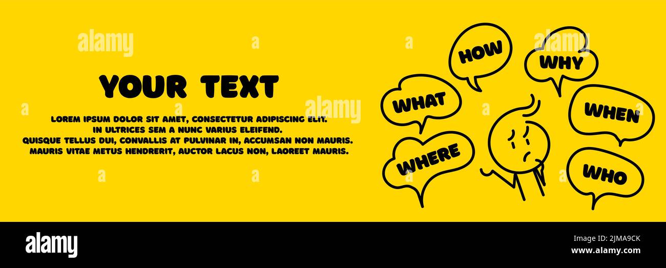 Doodle Mann dachte. Er hat viele Fragen im Kopf. Brainstorming-Konzept. Was, wie, warum, wofür und wo. Ort für Ihren Text. Business We Stock Vektor Doodle Mann dachte. Er hat viele Fragen im Kopf. Brainstorming-Konzept. Was, wie, warum, wofür und wo. Ort für Ihren Text. Business We Stock Vektor