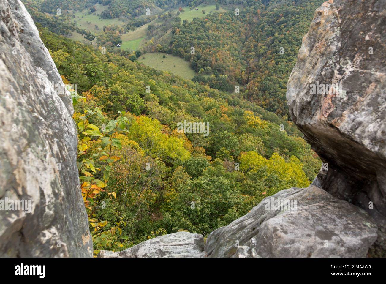 Blick von den Seneca Rocks in West Virginia Stockfoto