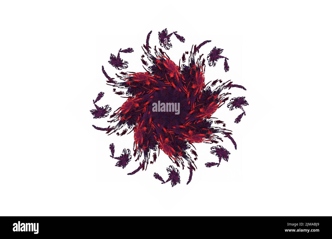 Abstrakte aggressive fraktale rot-schwarze Figur Stockfoto
