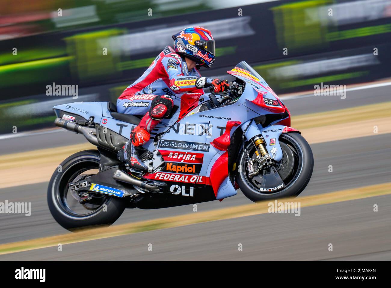 Towcester, Großbritannien. 24.. Juli 2022. Fabio DI GIANNANTONIO (Italien) vom Gresini Racing MotoGP (Ducati) während der Monster Energy Grand Prix MotoGP Free Practice 2 Session 2022 auf dem Silverstone Circuit, Towcester, England, vom 5.. Bis 7.. August 2022. Foto von David Horn. Quelle: Prime Media Images/Alamy Live News Stockfoto