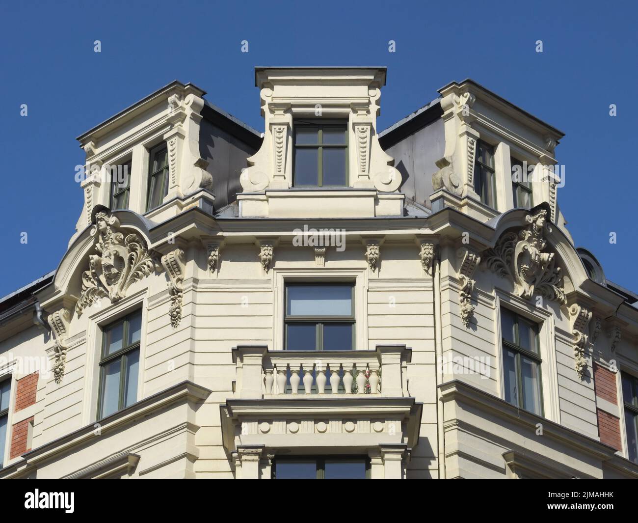 Leipzig - Historisches Eckgebäude, Deutschland Stockfoto