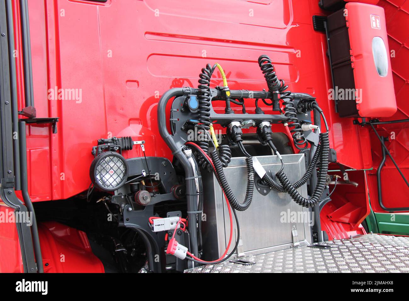 Die Utility Connectors eines großen LKW. Stockfoto