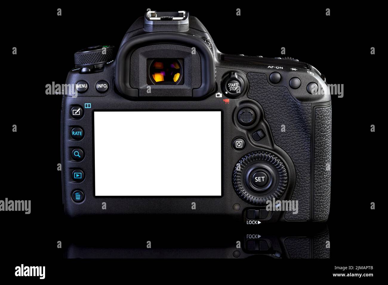 DSLR-Kamera auf schwarzen Hintergrund Stockfoto DSLR-Kamera auf schwarzen Hintergrund Stockfoto