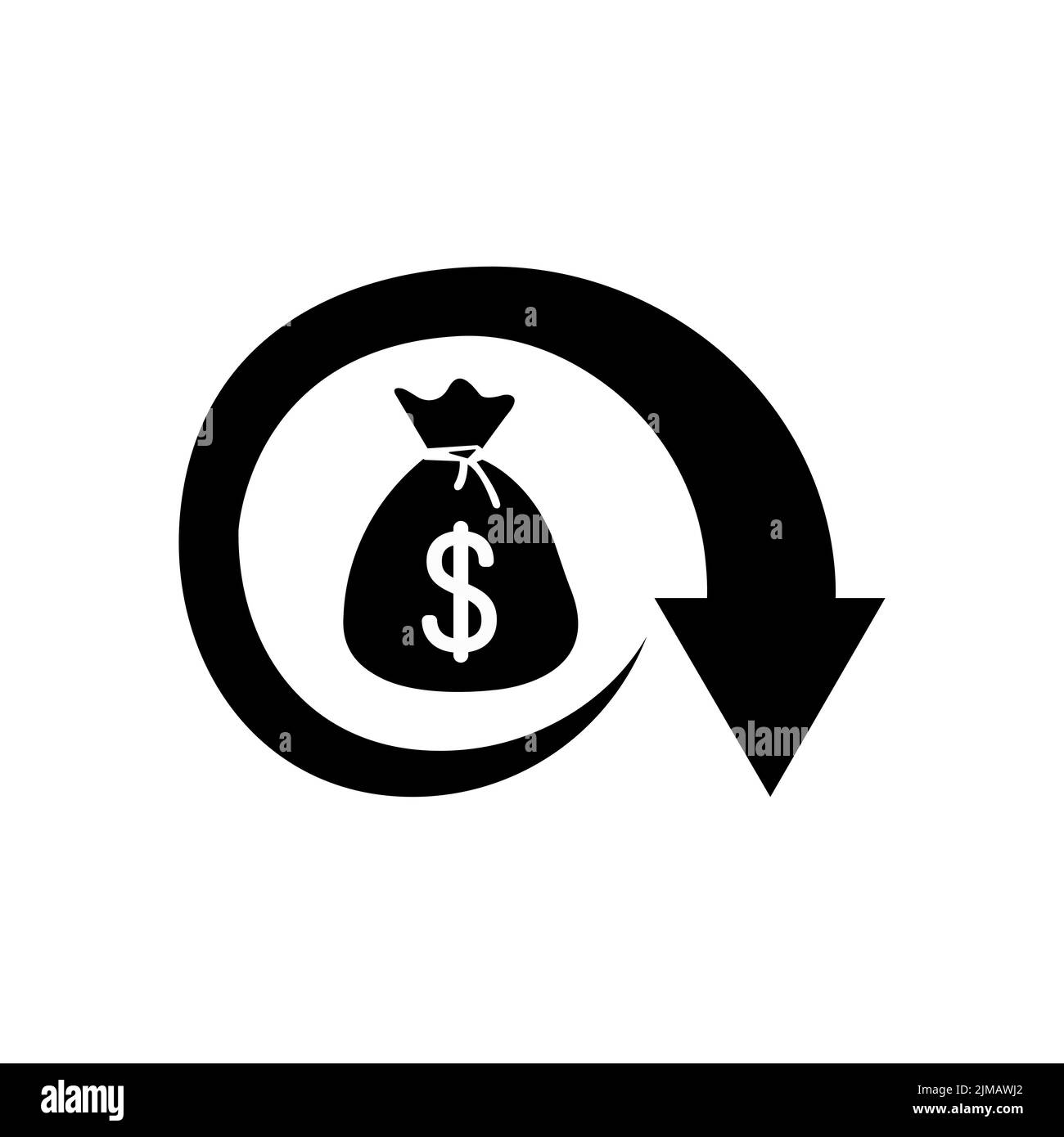 Geldbeutel mit Pfeil Cash Money Vektor einfache einfarbige Symbol. Stock Vektor