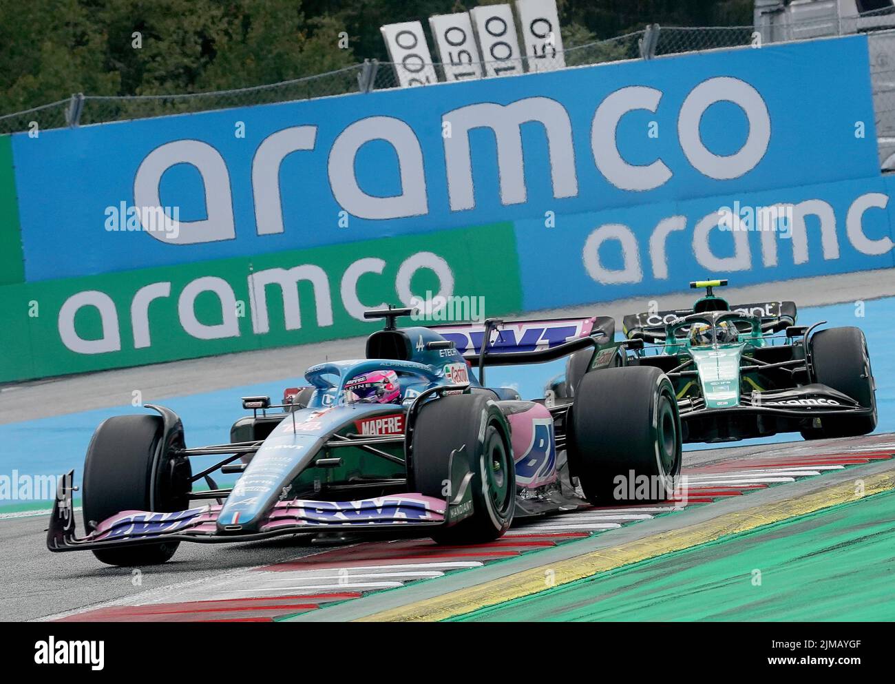 10.07.2022, Red Bull Ring , Spielberg, Formula 1 BWT Grosser Preis von Österreich 2022 , im Bild Fernando Alonso (ESP), Alpine F1 Team, Sebastian Vet Stockfoto