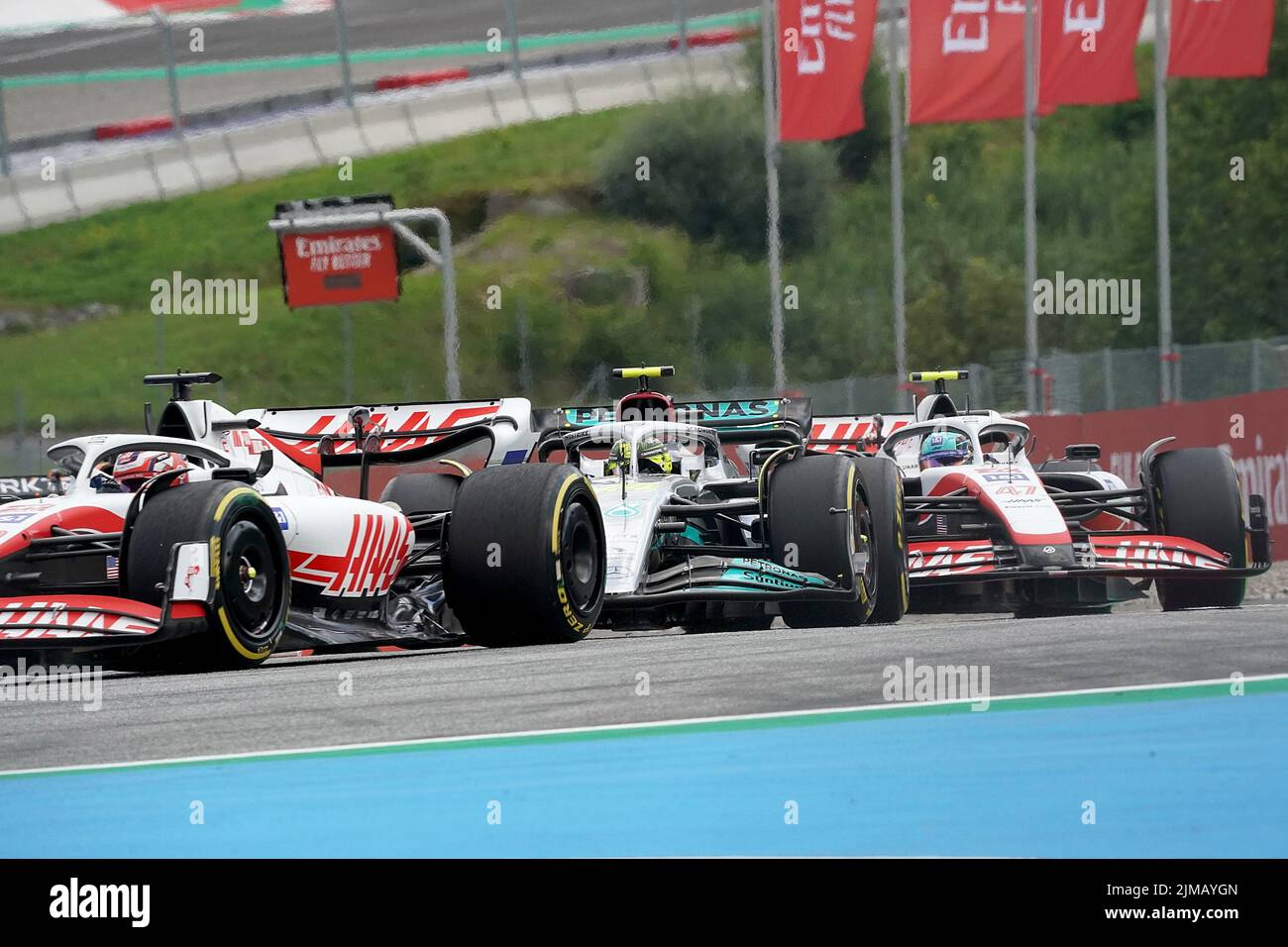 10.07.2022, Red Bull Ring , Spielberg, Formula 1 BWT Grosser Preis von Österreich 2022 , im Bild Kevin Magnussen (DNK), Haas F1 Team, Lewis Hamilton Stockfoto