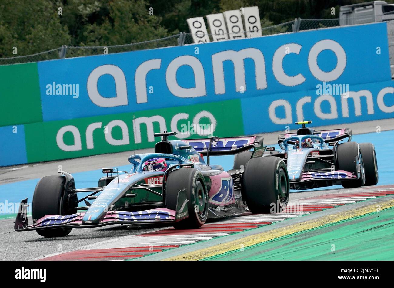 10.07.2022, Red Bull Ring , Spielberg, Formula 1 BWT Grosser Preis von Österreich 2022 , im Bild Fernando Alonso (ESP), Alpine F1 Team, Esteban Ocon Stockfoto