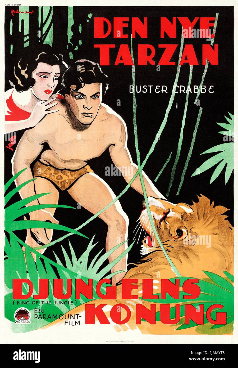 Tarzan. Dschungelns Konung. König des Dschungels (Paramount, 1933). Schwedisches Filmplakat. Eric Rohman-Kunstwerk. Stockfoto