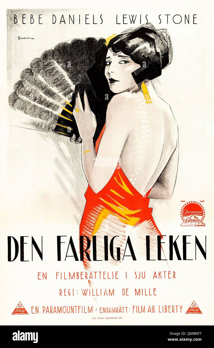 Den farleken - der Beifall der Welt (Paramount, 1923). Schwedisches Filmplakat Eric Rohman Artwork Stockfoto