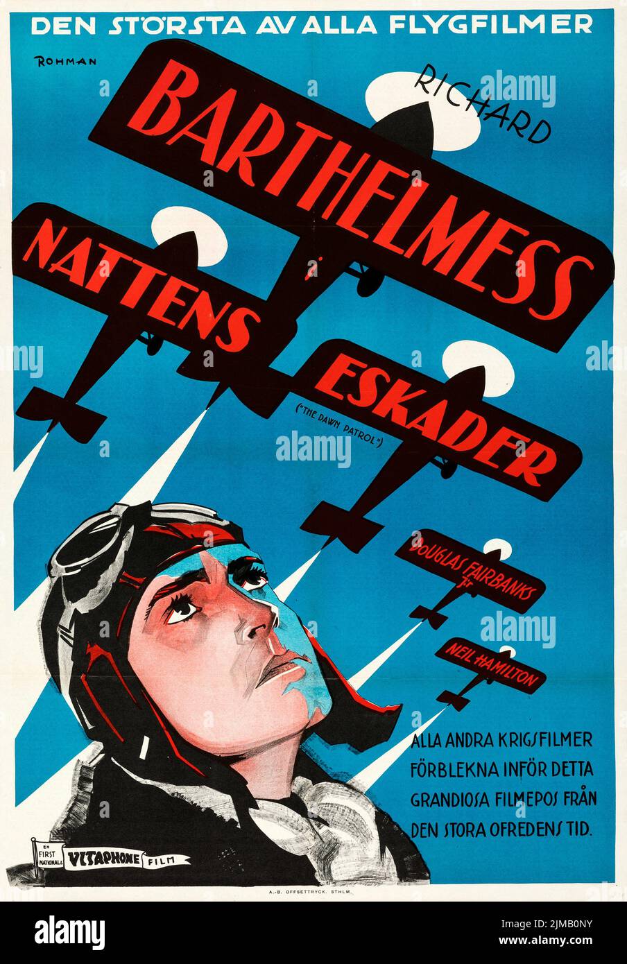 Nattens eskader - The Dawn Patrol (First National, 1930) Douglas Fairbanks jr - Schwedisches Filmposter. Eric Rohman-Kunstwerk Stockfoto
