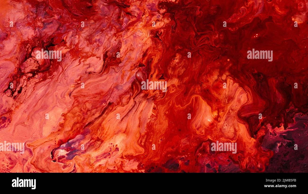 Abstrakte rote Farbe Hintergrund Acryl Marmor Mix Stockfoto