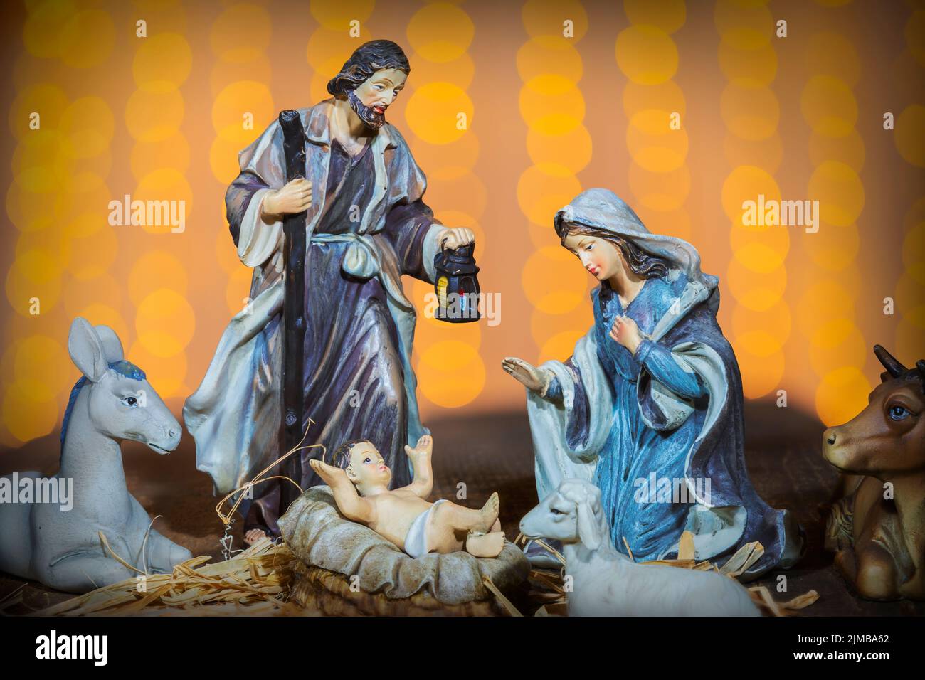 Weihnachtskrippe Jesus Christus, Maria und Joseph Stockfoto Weihnachtskrippe Jesus Christus, Maria und Joseph Stockfoto