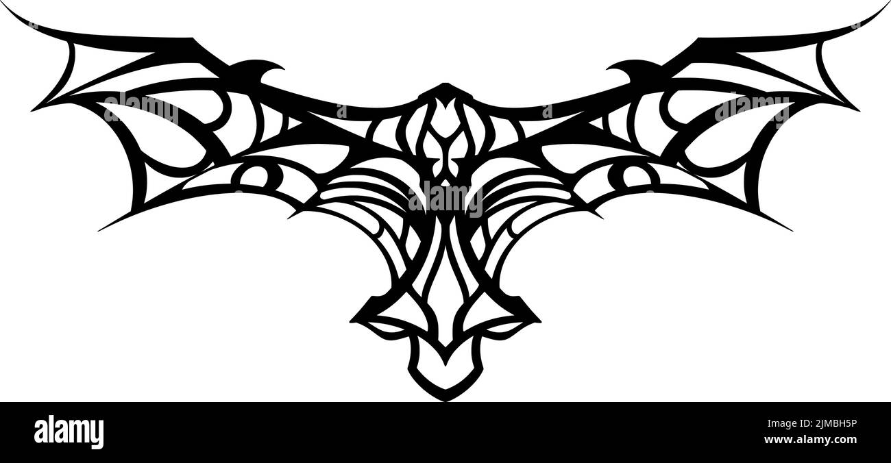 Eine Skizze ethnischer Tattoo-Flügel auf weißem Hintergrund Stock Vektor