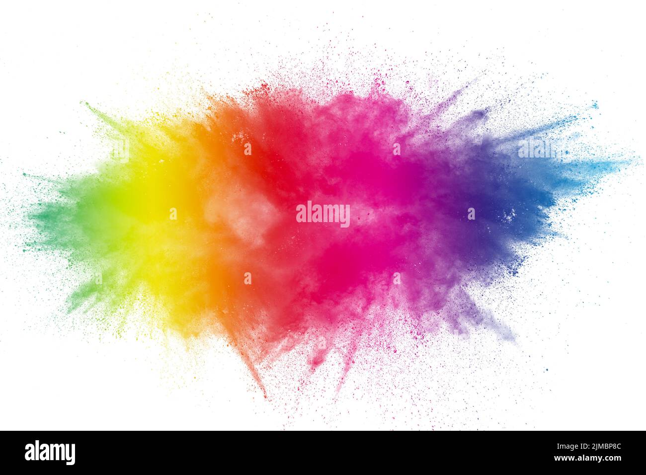 Color Holi Festival. Bunte Explosion für Happy Holi Pulver. Farbe Pulver Explosion Hintergrund. Stockfoto