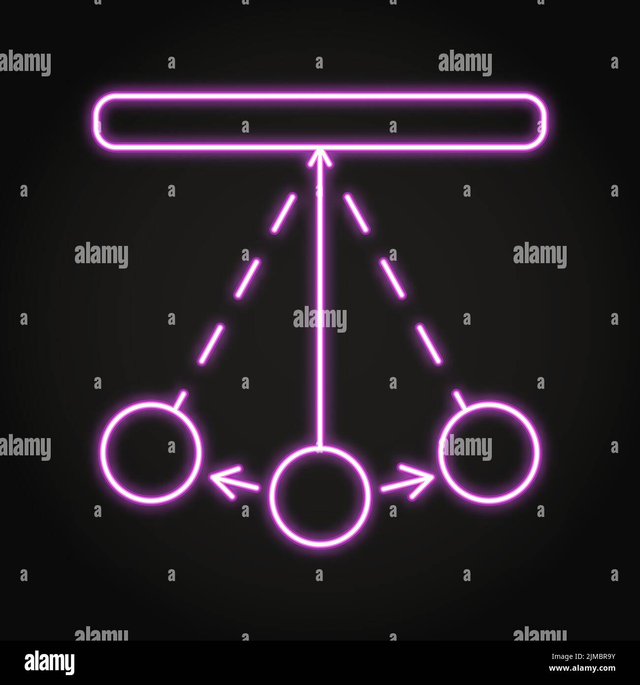 Pendelschwingung Neon-Symbol im Linienstil. Gesetz der Physik Symbol. Vektorgrafik. Stock Vektor