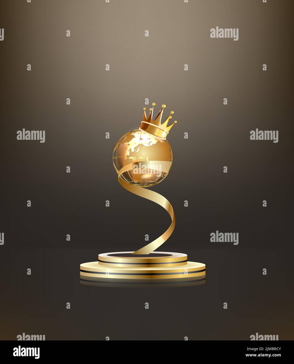 Gewinner Award Champion realistische goldene Trophäe und Kronenvorlage Stock Vektor