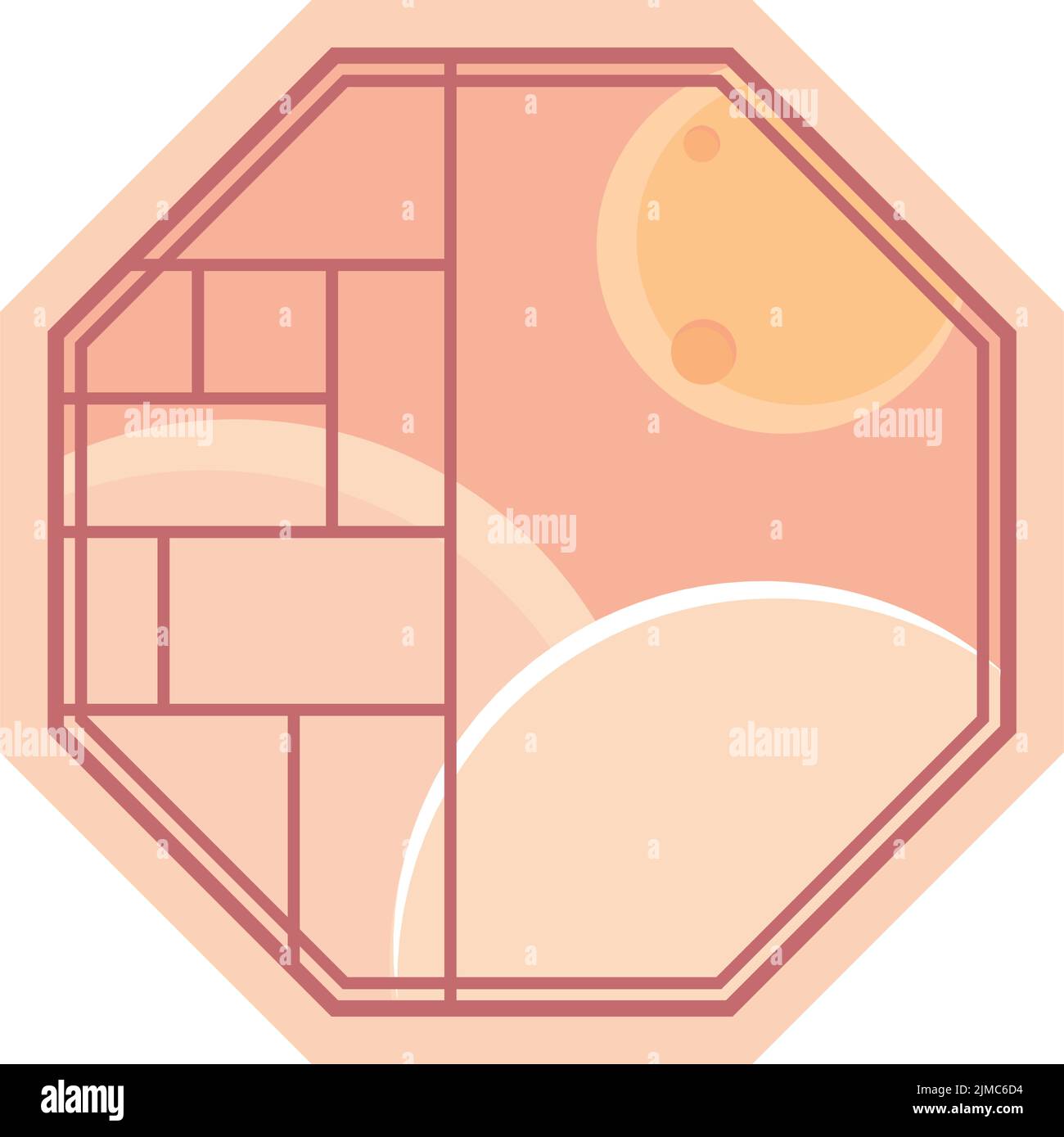 koreanisches Fenster und Mond Stock Vektor