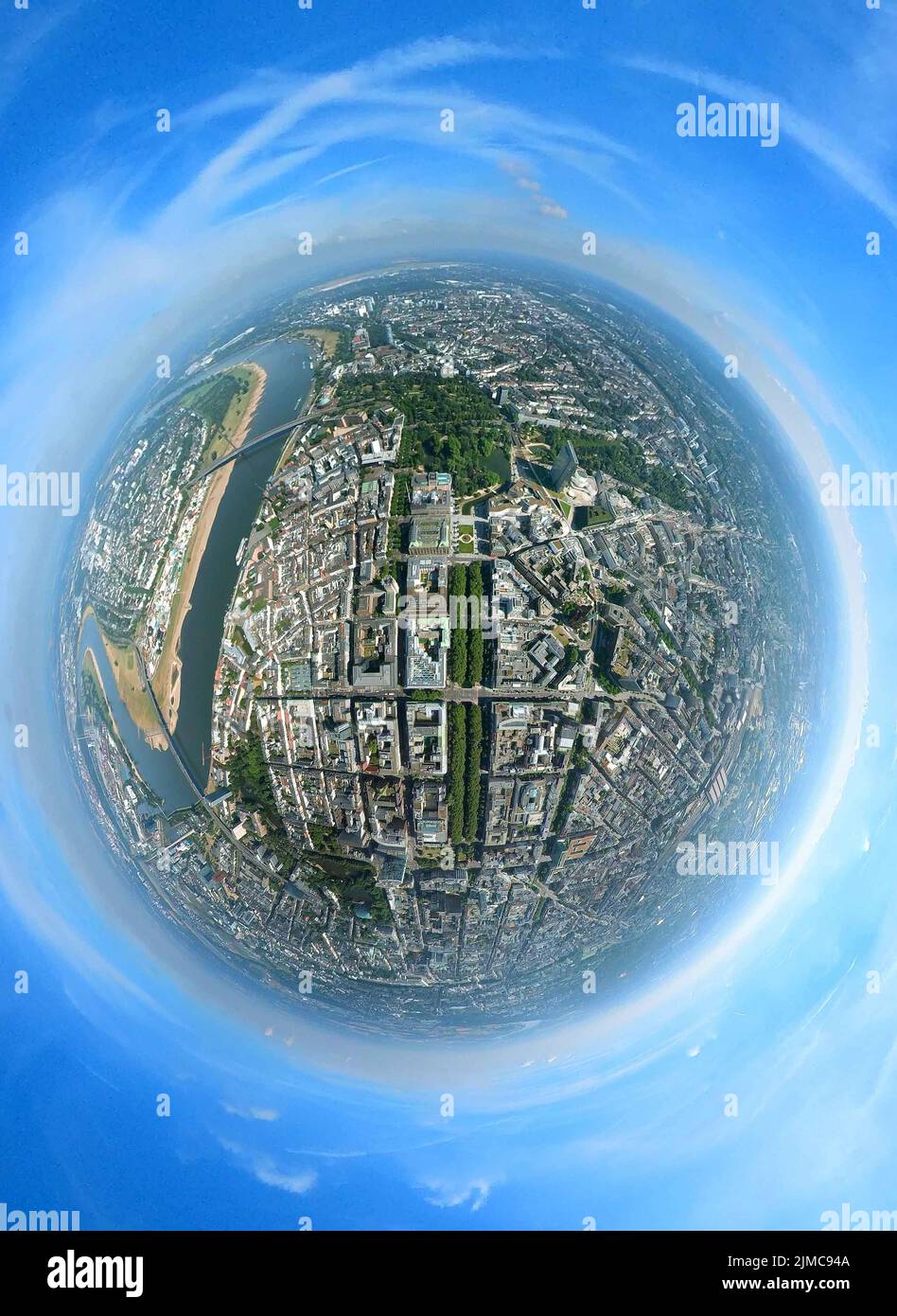 Luftaufnahme, Stadtzentrum, Baumallee von Düsseldorf KÖ, Innenstadt, Düsseldorf, Rheinland, Nordrhein-Westfalen, Deutschland Stockfoto